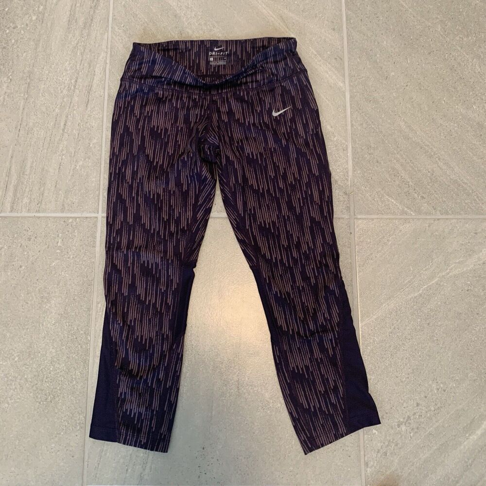 Nike Racer Cropped Running Tights Womens S Small Purple Printed Dri FIT